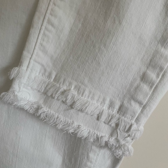 LOFT white denim with double fray detail at the hem. Size 10 - Picture 3 of 6